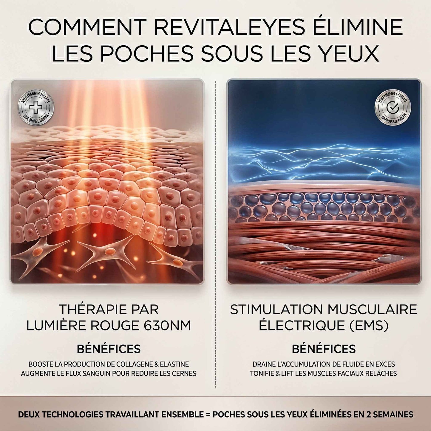 Lumière rouge RevitalEyes® pour les poches sous les yeux avec EMS, soin anti-âge efficace par UrbanHeight.