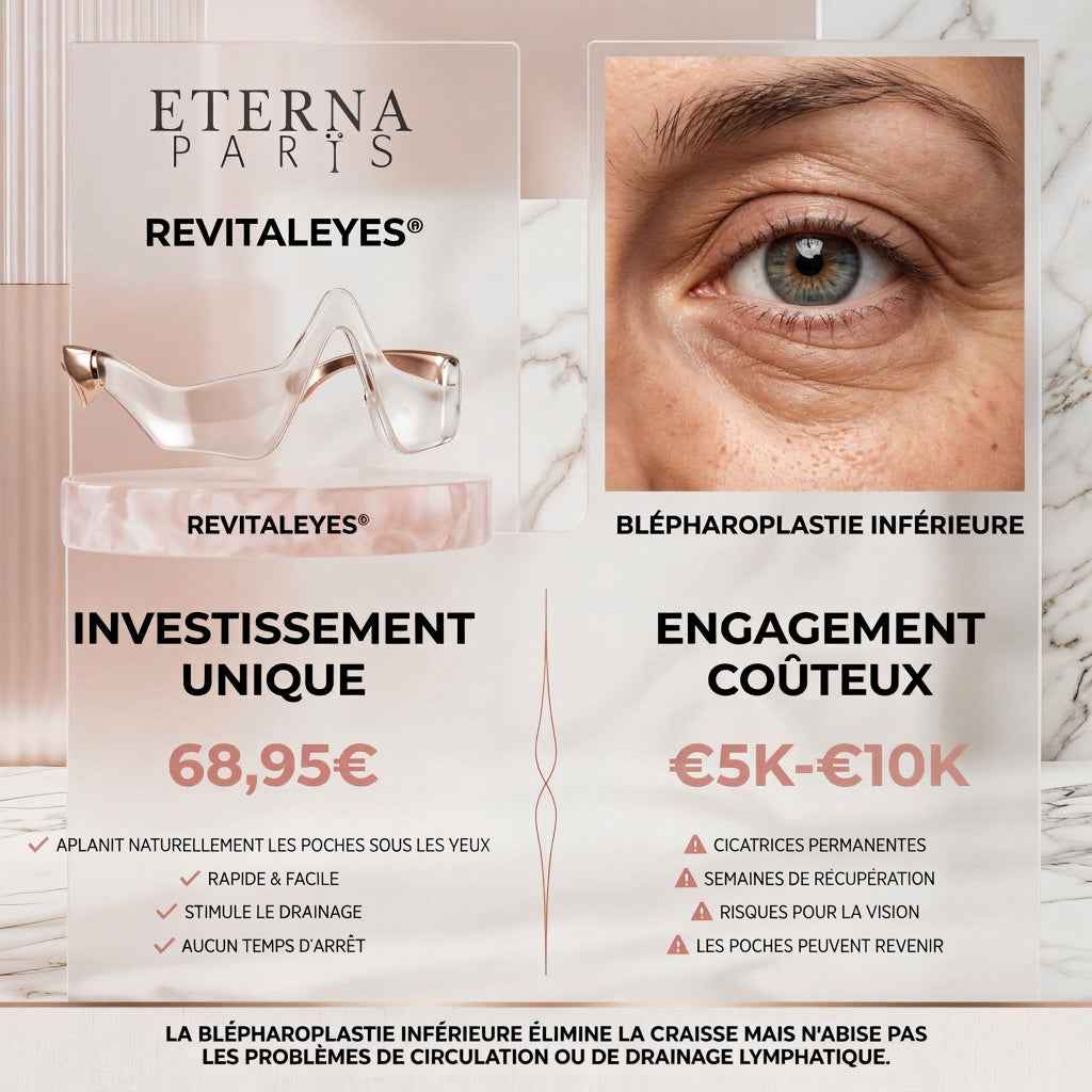 Lumière rouge RevitalEyes® pour réduire les poches sous les yeux avec EMS, soin visage 2-en-1 par UrbanHeight, vue de face.